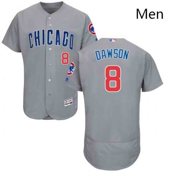 Mens Majestic Chicago Cubs 8 Andre Dawson Grey Road Flex Base Authentic Collection MLB Jersey